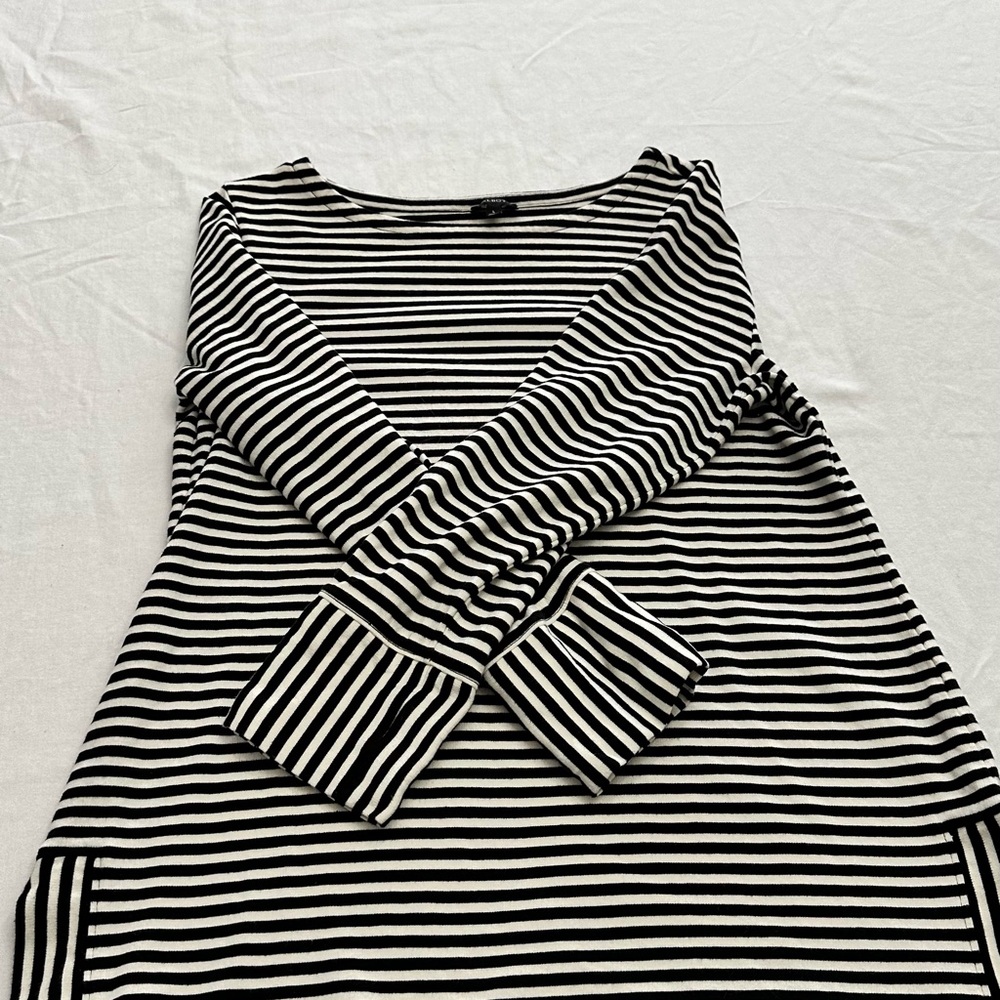 Talbots Black and White Striped Top